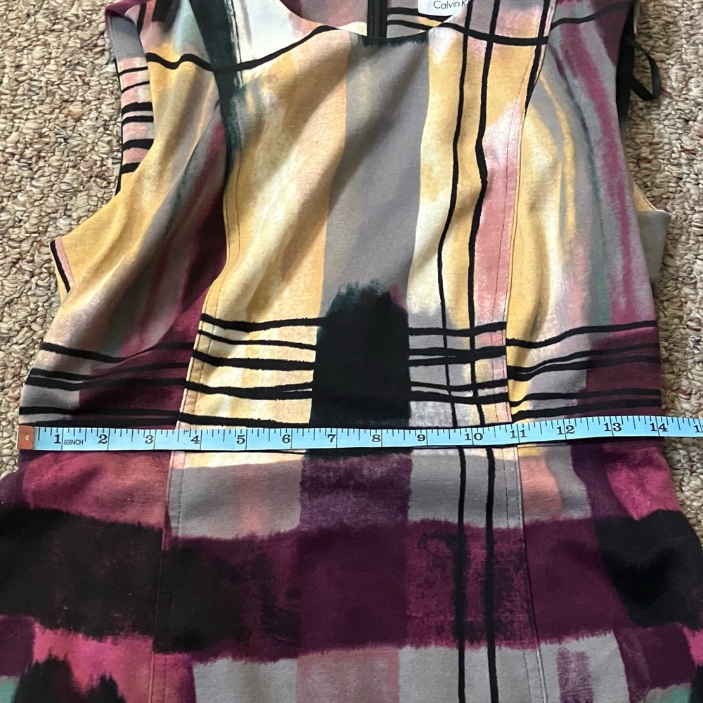 Calvin Klein Sheath Dress Womens Watercolor Geometric Career Professional Office - Picture 11 of 15